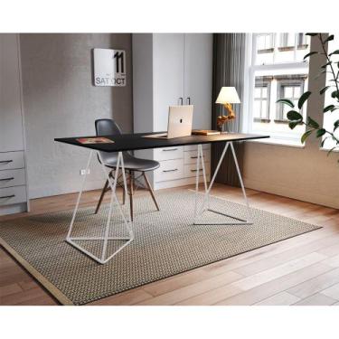 Imagem de Escrivinha Mesa Bela Vista Branco e Tampo Preto - ASTURIAS, PRETO