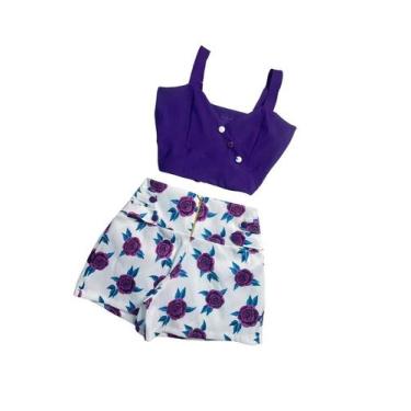 Imagem de Conjunto Plus Size Cropped Short com Ziper Estampado 46 ao 50 0043 - B