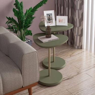 Imagem de Mesa Canto Bia Kit 2 Peças 100% Mdf Menta - Pnr Móveis