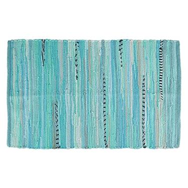 Imagem de DII Chindi Home Collection Tapete de pano multicolorido tecido à mão, 51 x 80 cm, azul piscina