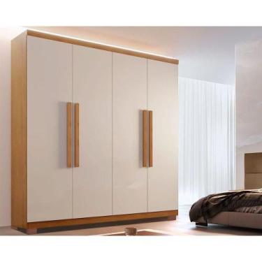 Imagem de Guarda Roupa Casal 4 Portas e 3 Gavetas c/ Pés Império Naturale/Off Wh