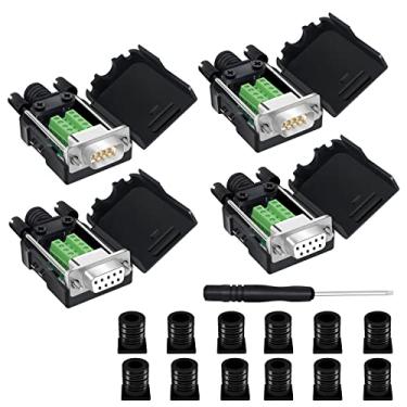 Imagem de YIOVVOM Conector de breakout DB9, DB9 sem solda, RS232 D-SUB, adaptadores seriais macho e fêmea, porta de 9 pinos, adaptador branco para terminal conector módulo de sinal com caixa, conjunto de 4