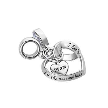 Imagem de MiiFort Pingente de coração entrelaçado para família serve para pulseiras Pandora Charms Birthstone Zircônia Cúbica Avó Neto Tia Filha Pai Mãe Mãe Nan Irmã Esposa, One Size, Cobre, Sem Pedra Preciosa