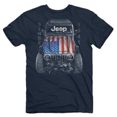 Imagem de Jeep - Camiseta Big USA, azul | Wrangler, design da bandeira americana | 100% algodão penteado