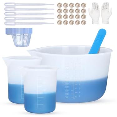 Imagem de LET'S RESIN Copos medidores de silicone para suprimentos de resina, kits de copo de mistura de resina antiaderente e espessamento de 600 ml, copos de silicone para molde de resina, fáceis de limpar
