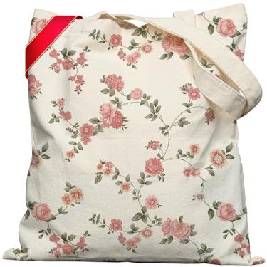 Imagem de METALPHA Sacola, linda bolsa de lona coquete estética grande com bolsos de pressão e zíper para mulheres, Breezy Flora, Large, Sacola grande com estampa dupla face com bolso com zíper e fecho de