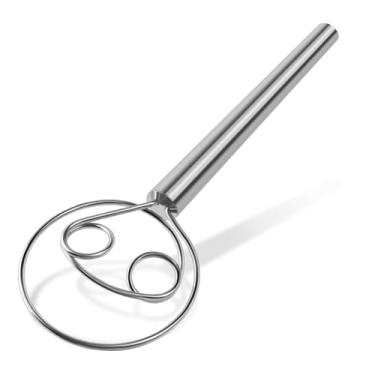 Imagem de YIGEDA batedor de massa dinamarquês - batedor de massa de pão com gancho de massa - ferramenta manual misturador de massa - batedor holandês de aço inoxidável para bater, fazer, assar e mist