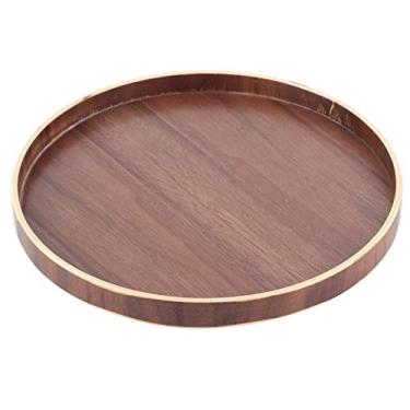 Imagem de Bandeja Redonda de Madeira para Servir Alimentos, Bandeja de Servir Ferramentas de Reparo de Relógio Com Agulha de Punção Estilo Japonês Comida Bandeja de Servir Frutas (Disco de