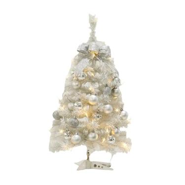 Imagem de Árvore de Natal artificial iluminada para mesa, pequena árvore de Natal, presente decorativo de Natal para festa, lareira, prateleira, bar, 60 Centímetros