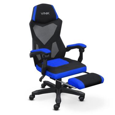 Imagem de Cadeira Gamer Escritório Com Inclinação Preta Com Azul