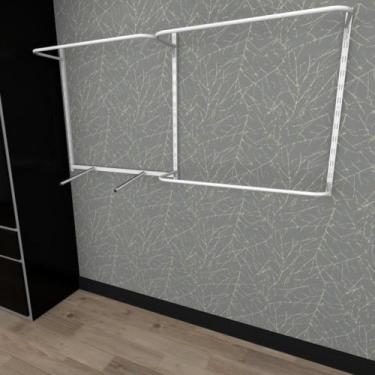 Imagem de Arara de roupas closet quarto com 9 peças regulável 200x100 cm cor bra