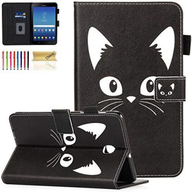 Imagem de Capa para Galaxy Tab A 8.0 2018, SM-T387, capa de couro premium com suporte para cartão/compartimento para foto para tablet Samsung Galaxy Tab A de 8.0 polegadas SM-T387 Verizon/Sprint/T-Mobile, gato