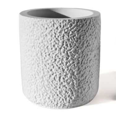 Imagem de Vaso Decorativo Texturizado M Artesanal 10,5cm Em Cimento (Branco)