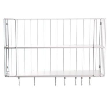 Imagem de Prateleira Decorativa Country Dupla com Ganchos - Metaltru