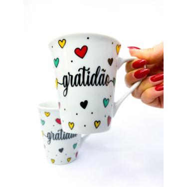 Imagem de Xícaras 240ml Café Chá Gratidão 2 Peças enfeite cozinha café - Rosa De