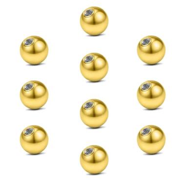 Imagem de vcmart Bolas de substituição de 16G 3 mm e bolas de piercing de 14G 5 mm com rosca externa para mamilos industriais, língua, barriga, nariz, lábios, orelha, peças de barra, Metal, aço inoxidável