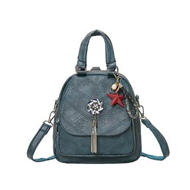 Imagem de Mochila feminina multifuncional bolsa de ombro feminina pequena bolsas femininas mochilas para meninas bolsa(Blue)