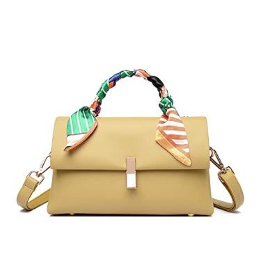 Imagem de Bolsas de mão de luxo bolsas tiracolo para mulheres Saddle Bag de couro transversal ombro bolsa mensageiro para mulheres(Yellow)