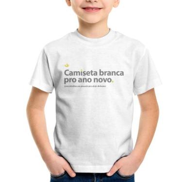 Imagem de Camiseta Infantil Camiseta branca de ano novo - Foca na Moda, Branco, 