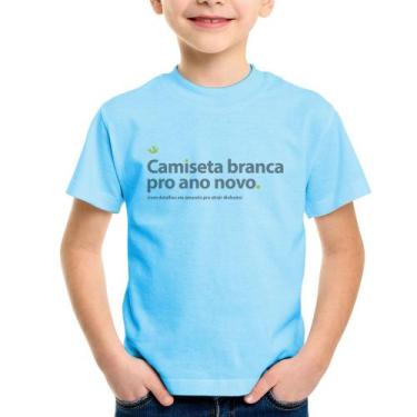 Imagem de Camiseta Infantil Camiseta branca de ano novo - Foca na Moda, Azul beb