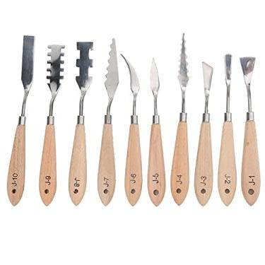 Imagem de Facas de Raspador de Dor 10pcs, Aço Inoxidável Paleta de Paleta Pintura de óleo de Espátula Faca de Paletes de Espátula Flexível Mistura de Mistura de Raspadores para Lona de