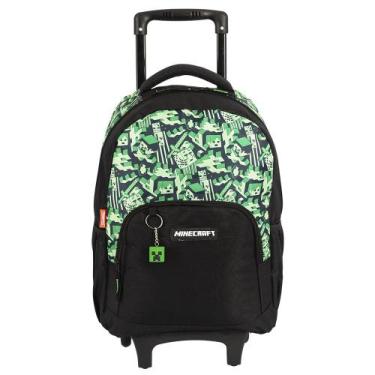 Imagem de Mochila De Rodinhas Escolar Minecraft Camoterra Sestini, Preto