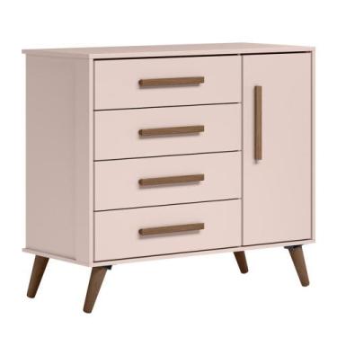 Imagem de Cômoda Infantil Sapateira Q Encanto Retrô Rosa - Qmovi, Rosa, 30 Kg