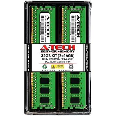 Imagem de A-Tech Kit de 32 GB (2 x 16 GB) DDR4 3200 MHz PC4-25600 ECC RDIMM 2Rx8 1,2V Dual Rank ECC Registrado DIMM 288 pinos Módulos de atualização de memória RAM para servidor e estação de trabalho (A-Tech Enterprise Series)