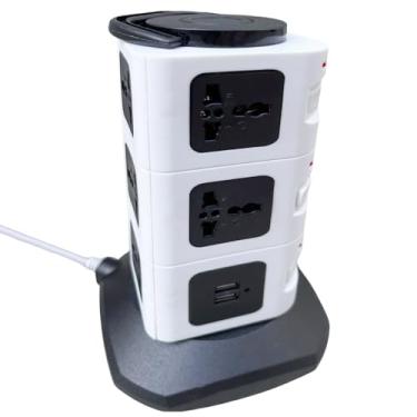 Imagem de Torre de Tomada Elétrica, 11 Entradas Universais, 2 Portas USB, 2500W, 10A, Bivolt, Cabo 1,8m, Plug Padrão Brasileiro, Protetor de Sobrecarga, Filtro de Linha (11 Entradas Universais + 2 USB)