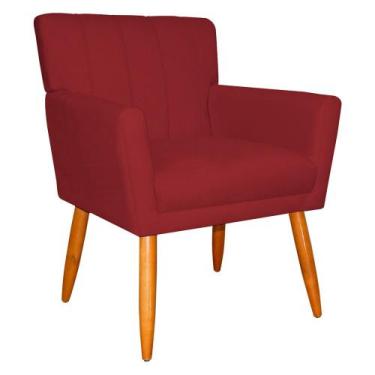 Imagem de Poltrona Decorativa para Sala de Estar Cecília Suede Vermelho - Montan