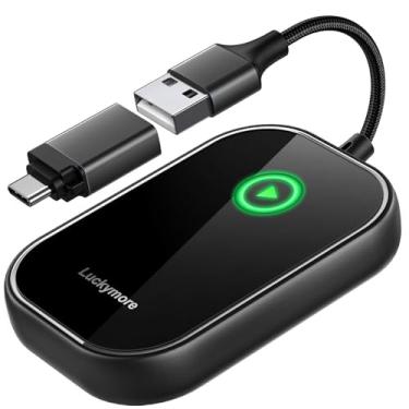 Imagem de Luckymore Adaptador Carplay sem fio, atualização 2024 converte com fio para adaptador carplay sem fio para iPhone, controle sem fio Plug & Play Carplay para carros de 2017 e para Apple iPhone iOS 10+