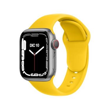 Imagem de ELETTRONEO Pulseira esportiva SBC1B para Apple Watch Ultra 2 de 49 mm, série 10 de 46 mm, 9 8 7 45 mm e 41 mm, SE 6, 5, 4, 44 mm e 40 mm, 3 2 1 42 mm 38 mm iWatch, pulseira de silicone, amarelo limão
