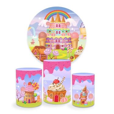 Imagem de Painel Decorativo Festa Infantil Casa de Doce 100% Poliéster - PRESENT