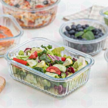 Imagem de Pote Ondulado Retangular Lancheira Resistente 1520ml 7un - Belo Vidro,