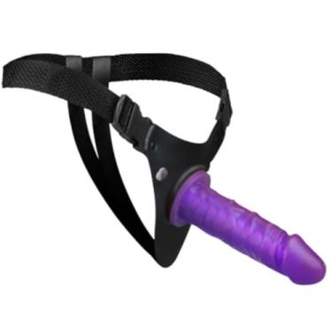 Imagem de Kit Cinta Com Prótese De Vértebra 15 X 4Cm Cinta Peniana Flexível Versátil Prazer Intenso e Seguro [LILÁS]