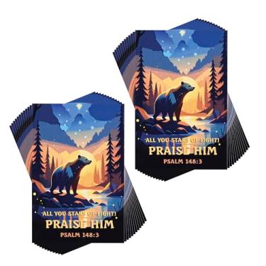 Imagem de Dicksons All You Stars of Light Praise Him Psalm 148:3 3 x 5 polegadas azul marinho cartolina papel bolso marcador de livro conjunto de 24