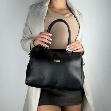 Imagem de Bolsa recuo em couro legítimo b.1077, Preto