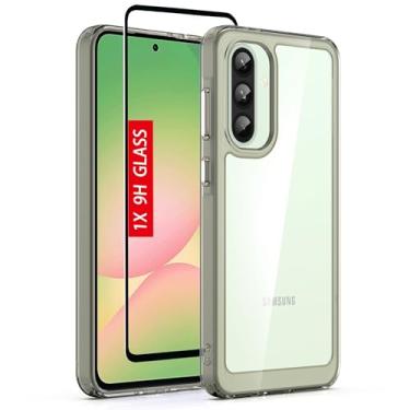 Imagem de Capa para celular Samsung Galaxy A56 5G: com [protetor de tela de vidro temperado][4 airbags embutidos] [antiamarelamento] Capa protetora à prova de choque de grau militar para Galaxy A56 5G, preto