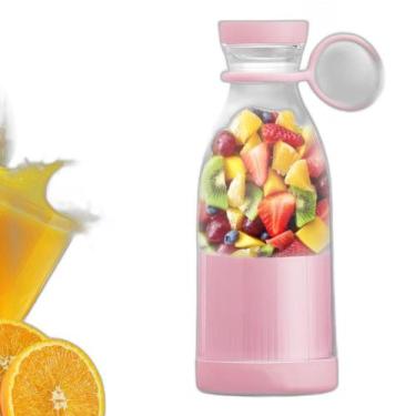 Imagem de Mini Liquidificador 380Ml Usb Rosa Portátil Com 6 Lâminas - Aquilae