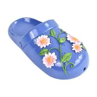 Imagem de Ioensy Slippers Decor de suporte de flor de flores com orifício de drenagem Vaso de resina de plantador decorativo para restaurante de festa no escritório do, Azul