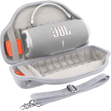 Imagem de co2CREA Capa para alto-falante Bluetooth JBL Charge 6 à prova d'água, portátil, bolsa de viagem rígida com alça de ombro removível (capa branca)