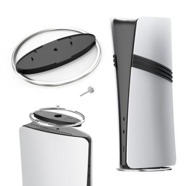 Imagem de AARONMEI Suporte vertical de metal com base antiderrapante compatível com console PlayStation 5 Slim/Pro - Suporte portátil para console de jogos PS5 (preto prata)