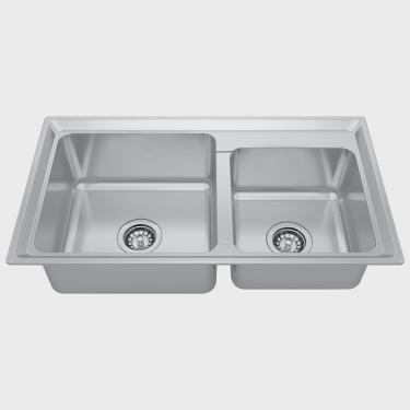 Imagem de Cuba para Cozinha Gourmet Pia Dupla Aço Inox 79x43x21cm Acetinado GhelPlus