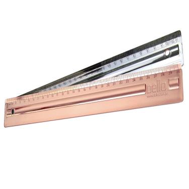 Imagem de Dello Régua Metálica 30 cm Metalizada Sortida com Marcações cm/mm, Furo e Apoio Central