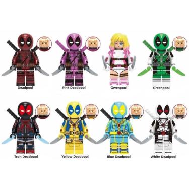 Imagem de Kit 8 Bonecos Blocos De Montar Super Coleção Deadpool