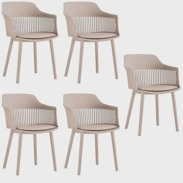 Imagem de Kit com 5 Cadeiras para Sala de Jantar Marcela Nude