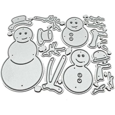 Imagem de Boneco de neve cortado para fazer cartões, matrizes de corte de metal para dia de Natal, parabéns, cortes de matriz, modelo de estênceis em relevo para decoração de scrap-booking, cartão de bênção de