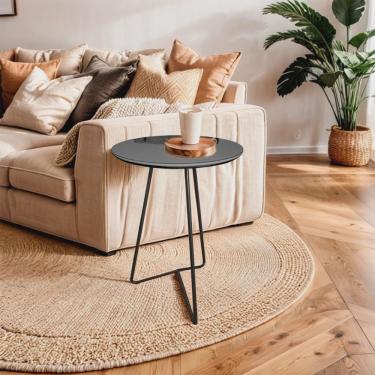 Imagem de Mesa de Canto Lateral Paris Metal com Vidro 50x40 Cm
