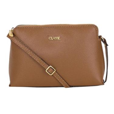 Imagem de Bolsa Feminina Pequena Classe Couro Crossbody Transversal, Nocciola