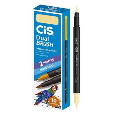 Imagem de Marcador Artístico Aquarelável Dual Brush, CIS, Amarelo Pastel, Caixa com 10 unidades